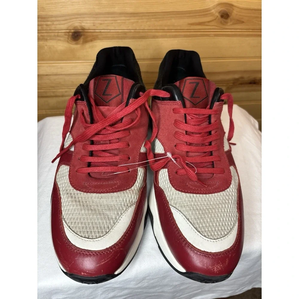 Z Zegna Shoes Men's 10.5 USA‎ Sneakers Red Black White 9.5 EU Italy Trainers